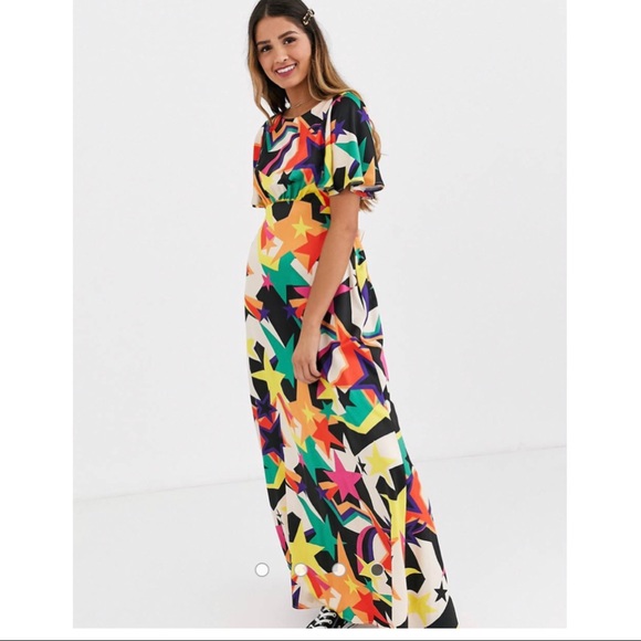 Twisted Wunder London Retro Star Print Maxi Dress Muti Color - Picture 2 of 16